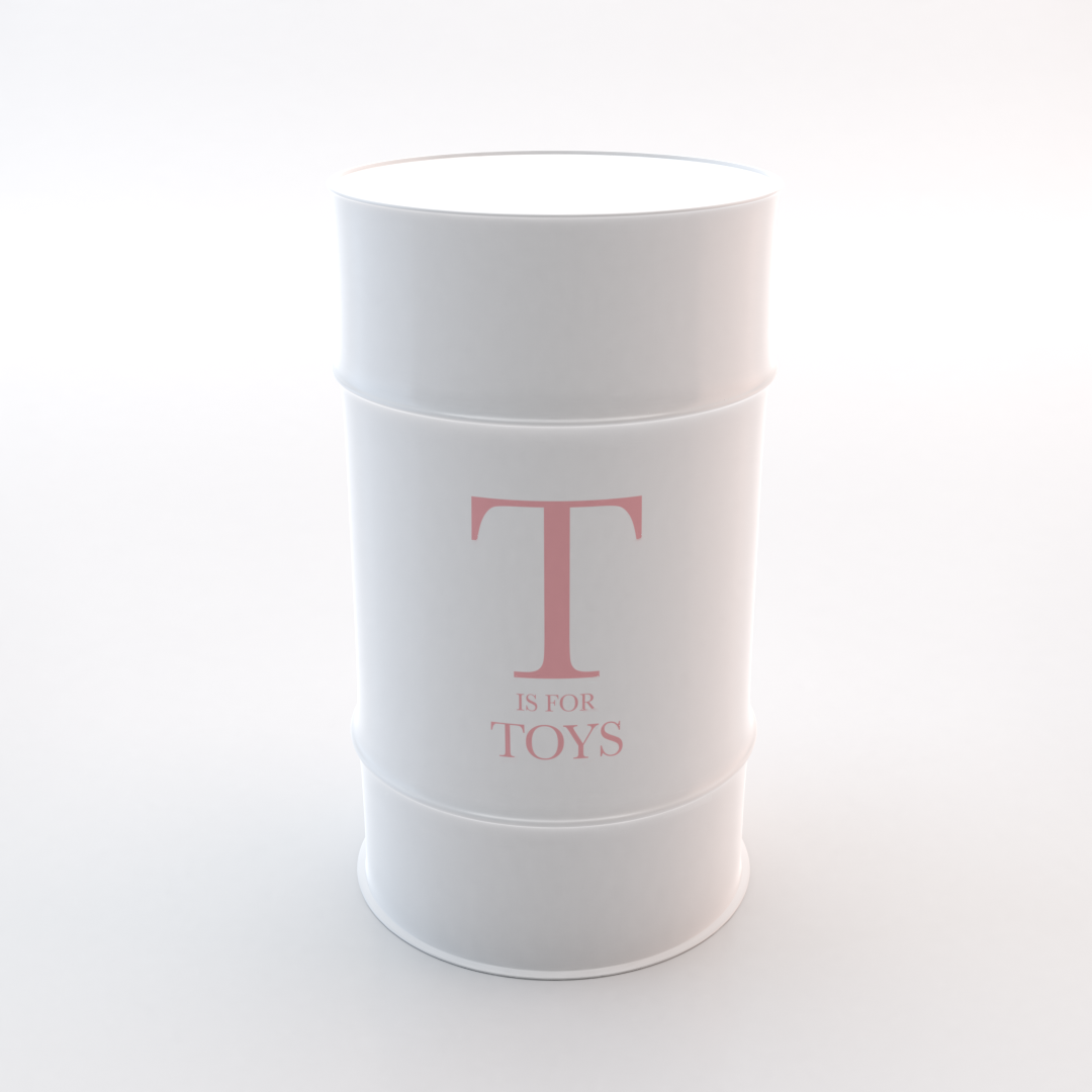 T is for Toys - Signature Pink text
